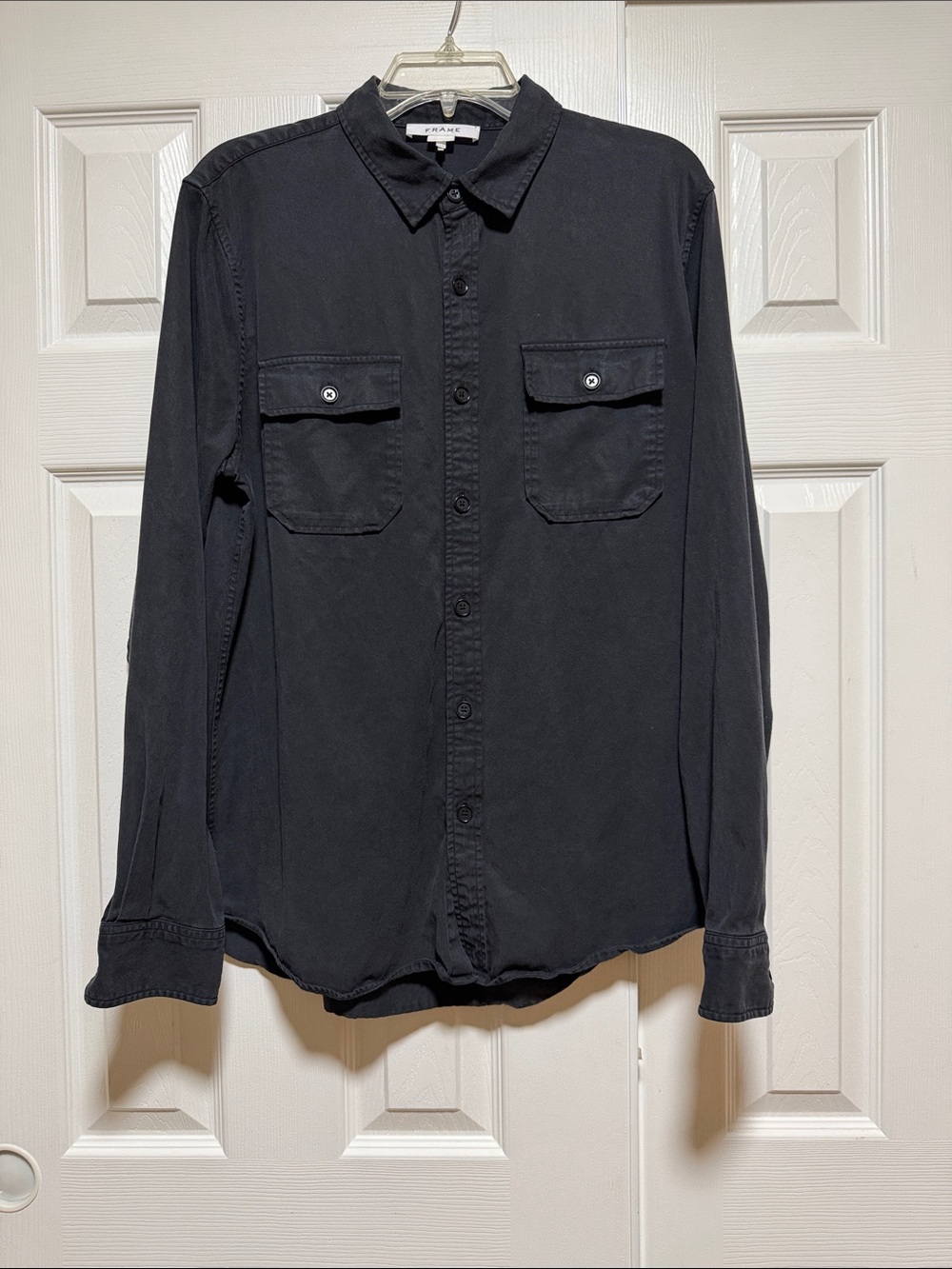 FRAME Black Double Pocket Shirt Casual Button Down -Size Medium